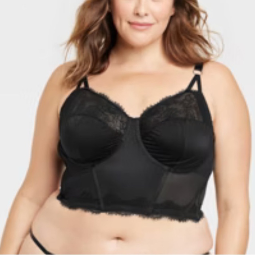 NWT Elegant Black Lace Corset Bralette. Size 1X